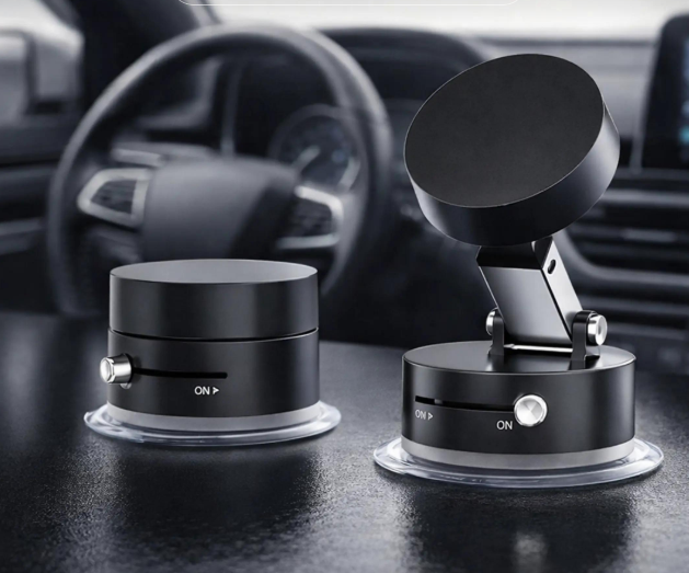 Magnetic Vacuum Phone Holder – Strong Vacuum Suction Phone Holder for Car, Mirror, Glass – Universal 360° Magnetic Suction Phone Holder for Smartphones